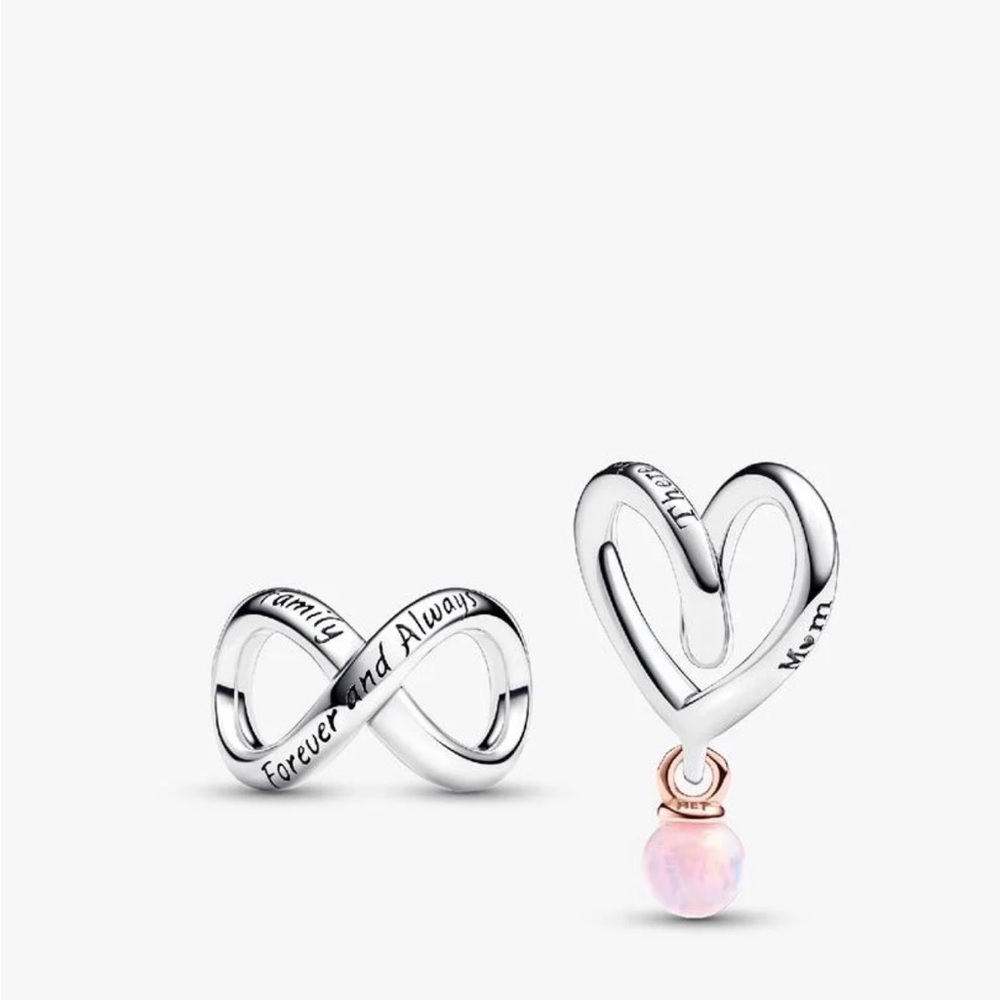 Pandora Silver and Pink Heart Infinity Ring
